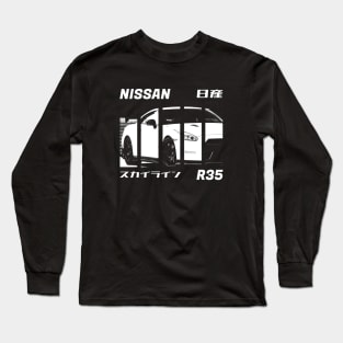 NISSAN GT-R R35 Black 'N White 3 (Black Version) Long Sleeve T-Shirt